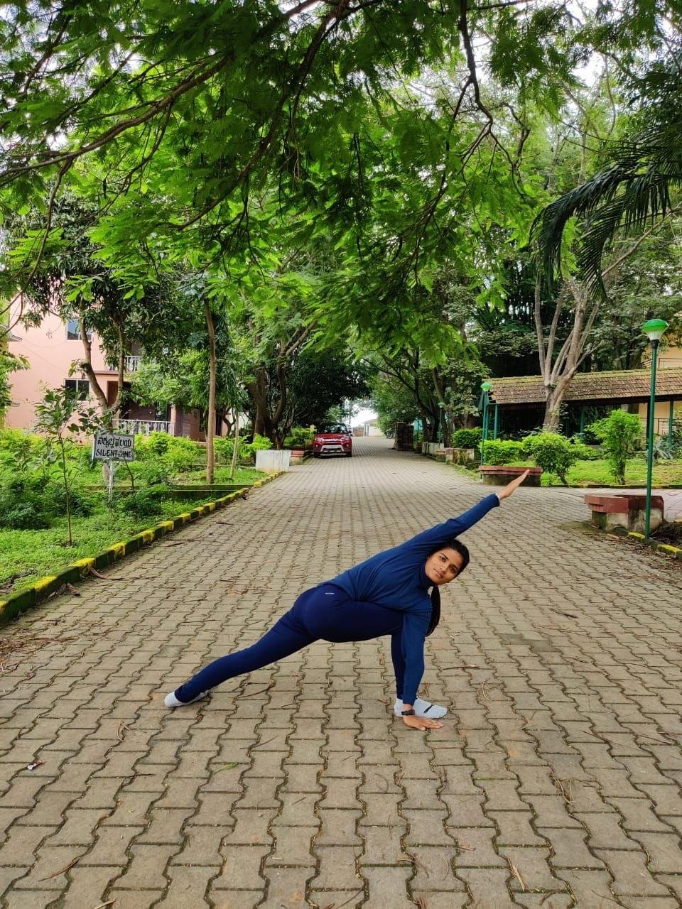 Side plank on campus walkway